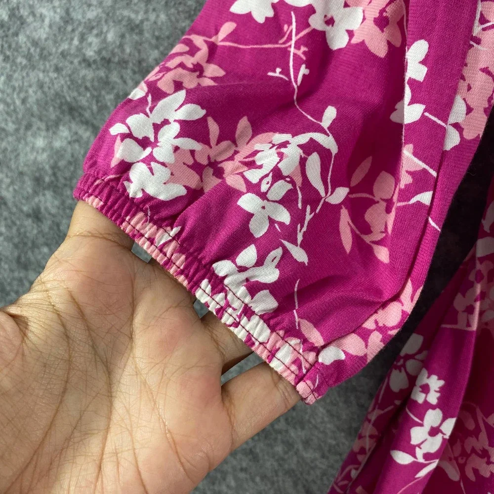 Garnet Hill Mini Dress XS Pink Floral Wrap V-Neck - Picture 4 of 10